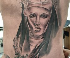 rib tattoo portrait horror realism angel tattooing
