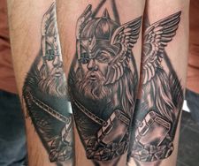 Odin viking god norse mythology thor hammer arm tattoo manchester