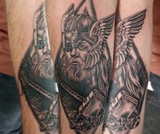 Odin viking god norse mythology thor hammer arm tattoo manchester