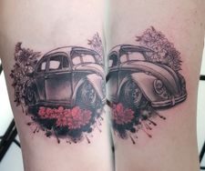 beetle car tattoo cover up arm