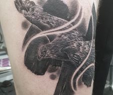 eagle graffiti graf ink style tattoo leg piece manchester custom tatto
