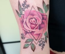 geometric colour mandala tattoo rose realism