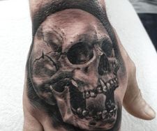 skull hand tattoo realistic portrait ancoats ink studio