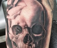 skull tattoo realism sleeve manchester