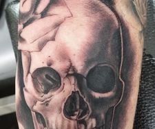 skull tattoo realism sleeve manchester