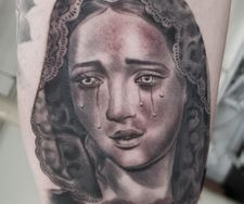 virgin mary crying statue sculpture religious tattoo manchester mcr se
